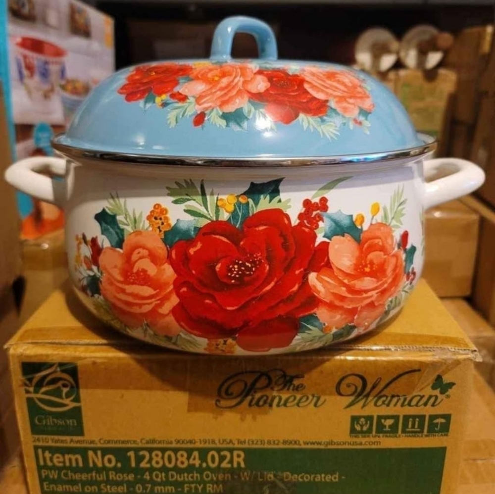 Pioneer Woman Cheerful Rose 4qt Dutch Oven